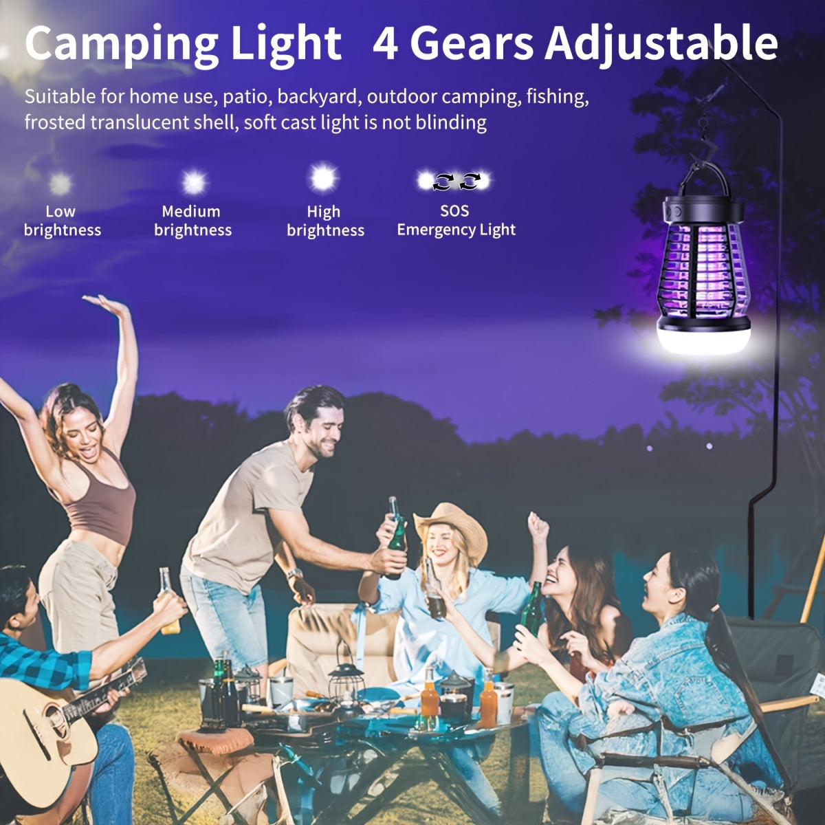 Outdoor LED Mosquito Trap Lantern USB Rechargeable Electric Insect Catcher