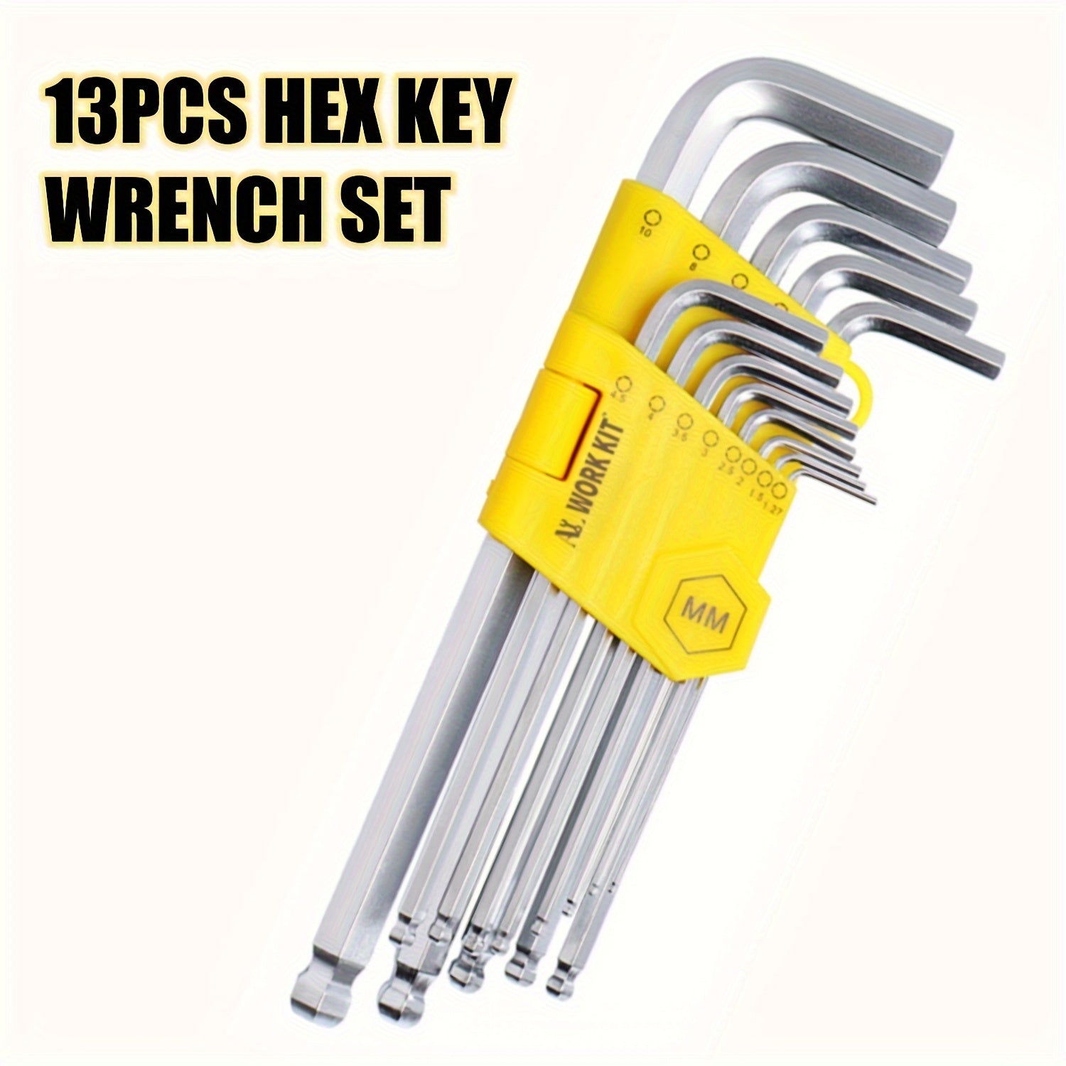 13pcs Long Arm Hex Key Set Chrome Vanadium Steel Ball Head for Auto Bike Repair