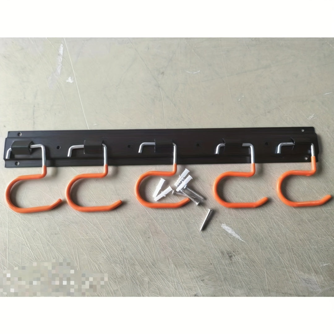 Perchero de herramientas de pared con 5 ganchos en S para almacenamiento en garaje