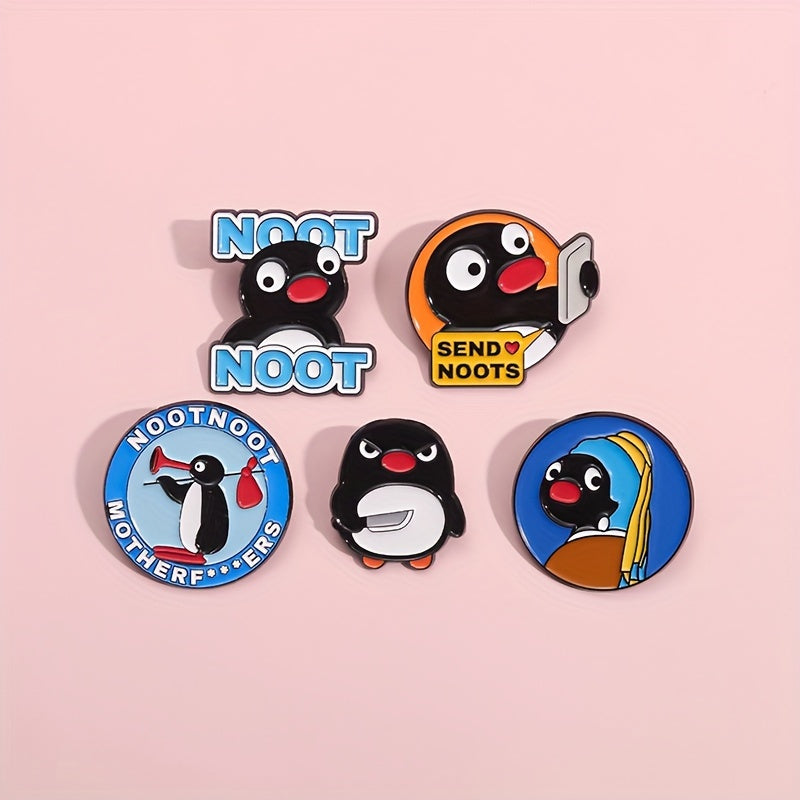 Set of 5 Penguin Enamel Pins Cute Animal Brooch Badges for Clothing and Backpacks