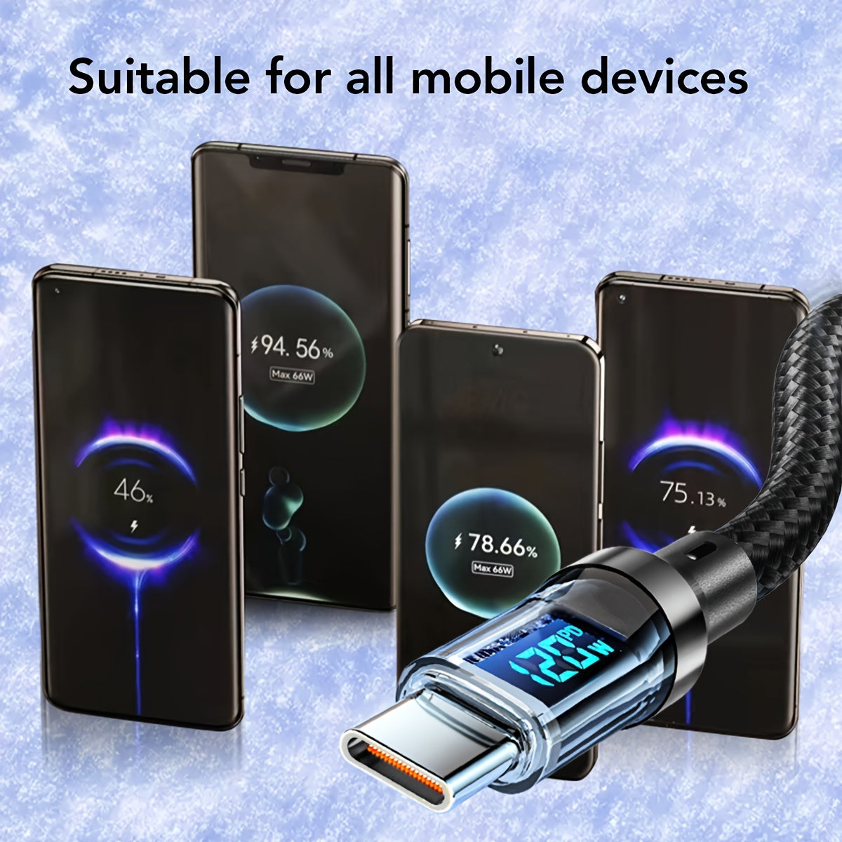 120W USB-A to Type-C PD Nylon Charging Cable for Fast Data Sync Durable PVC