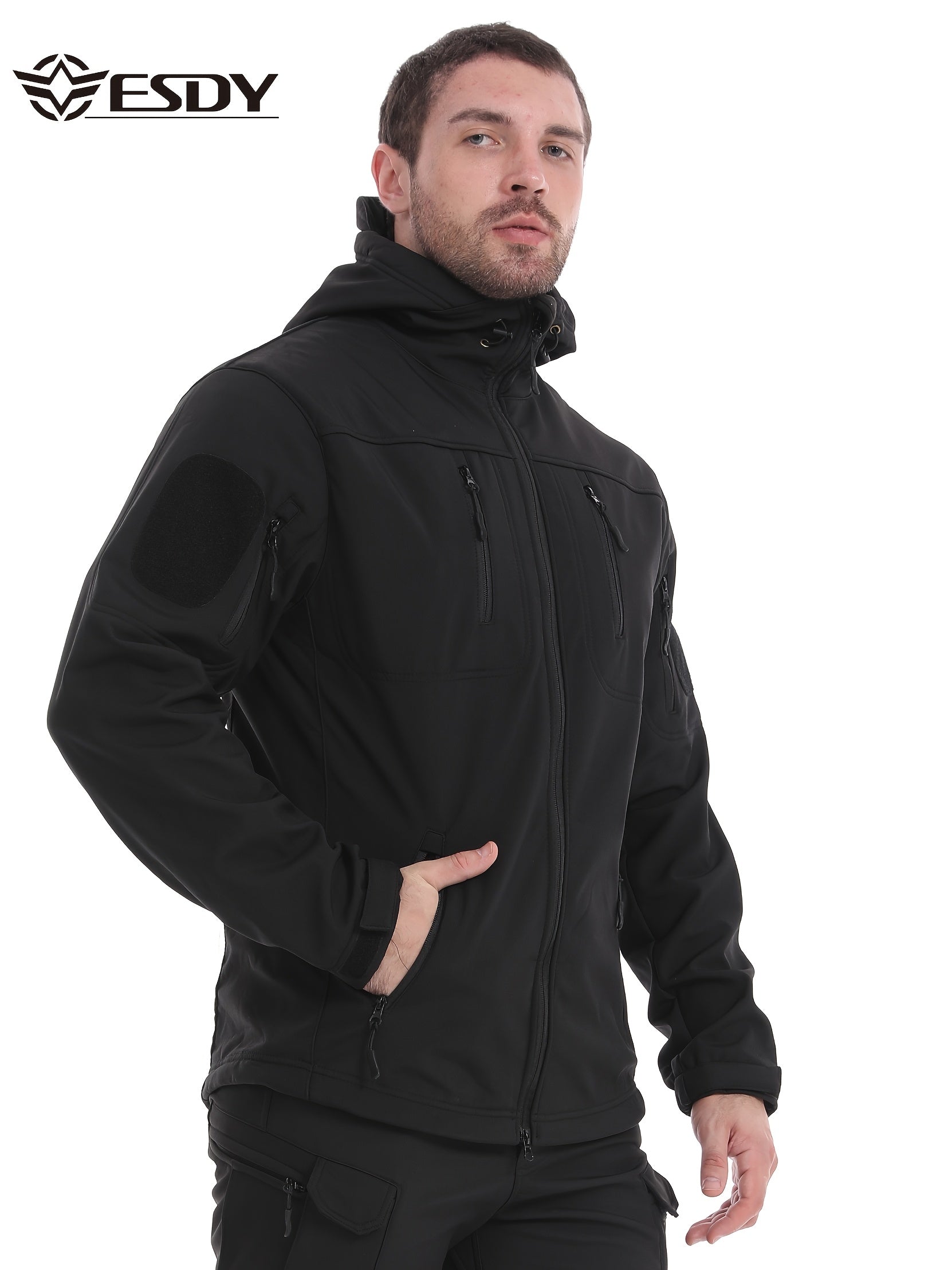 Men's Winter Jacket Softshell Hooded Thickened Warm Hunting Polar Outdoor Coat