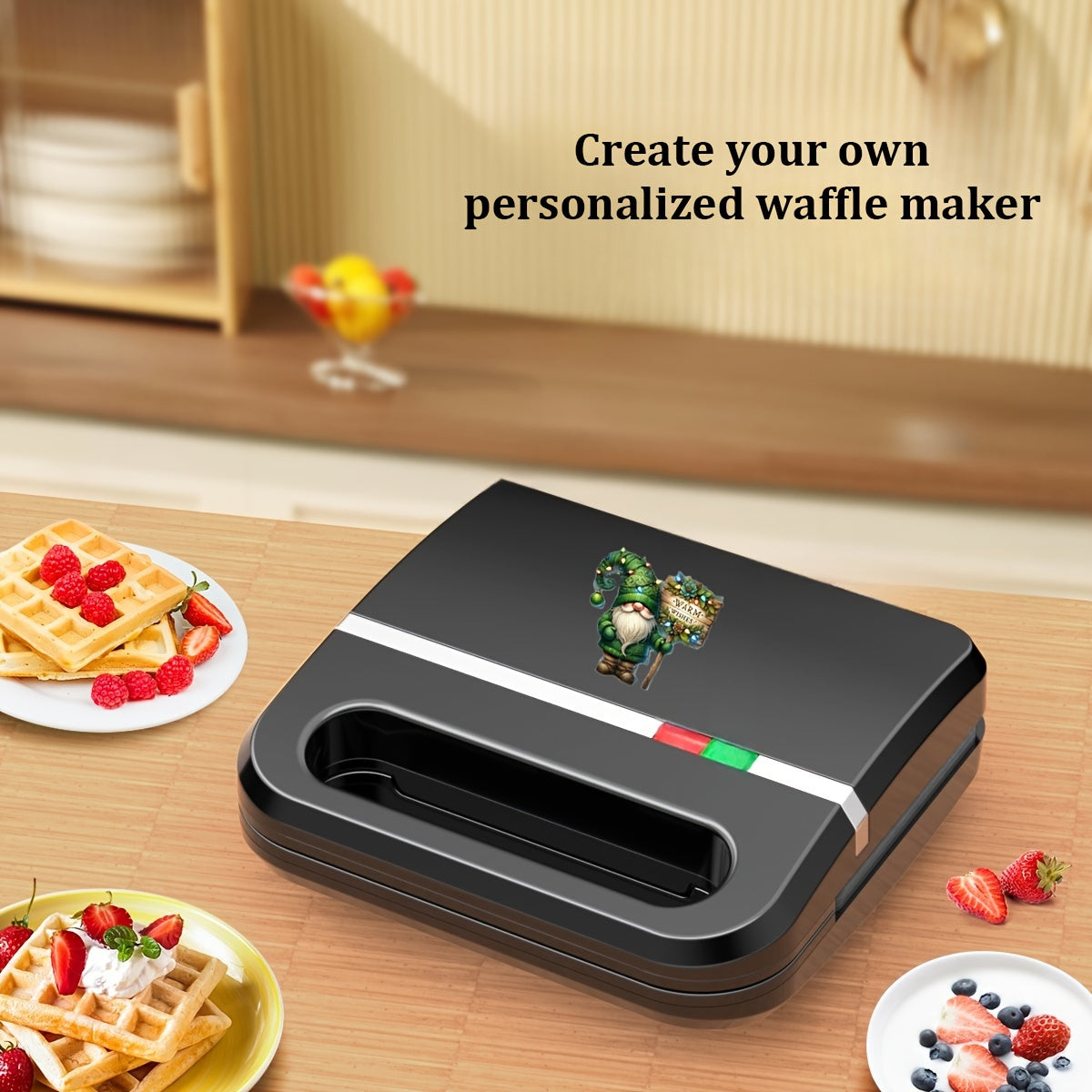 Máquina de gofres portátil con control táctil 1000W enchufe europeo calentamiento rápido