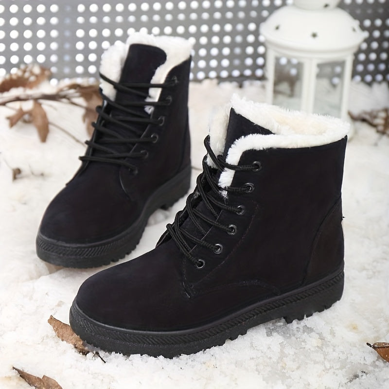 Women's Snow Boots Platform Lace Up Winter Short Boots