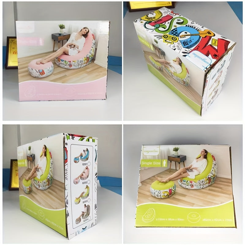 Qorong'i Inflatable Lounger Sofa oyoq uchun tayanch bilan, chidamli plastmassa, uy bezaklari