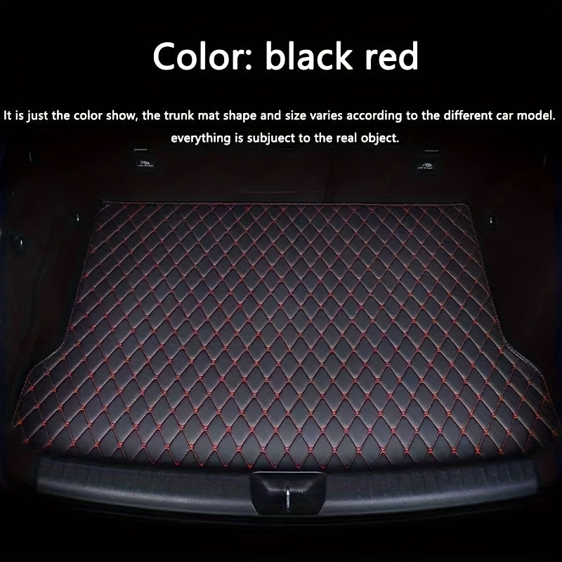 Premium Faux Leather Car Floor Mats All-Weather Scratch-Resistant with Red Stitching