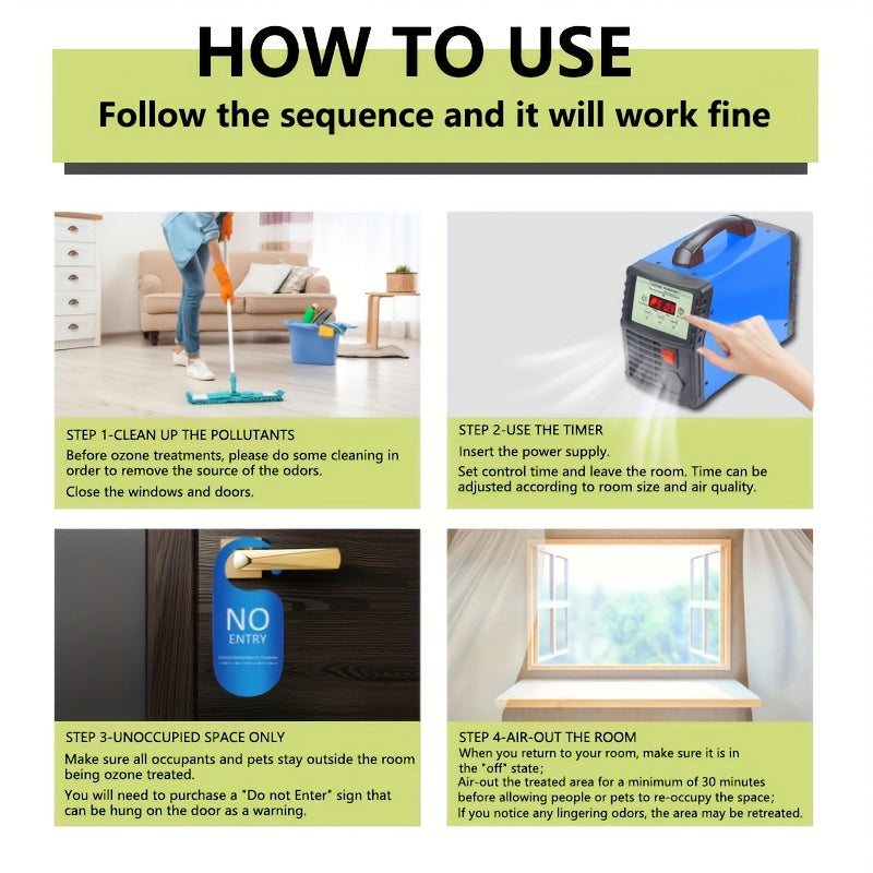 High-Output 10,000 Ozone Generator for Home Garage Air Purification Black Blue