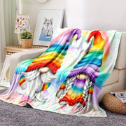 Contemporary Cartoon Gnome Throw Blanket Soft Knitted Polyester for Sofa Bed Travel