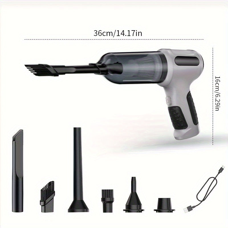 Compact Cordless Vacuum Cleaner with Strong Suction, Rechargeable USB, Car and Home Use