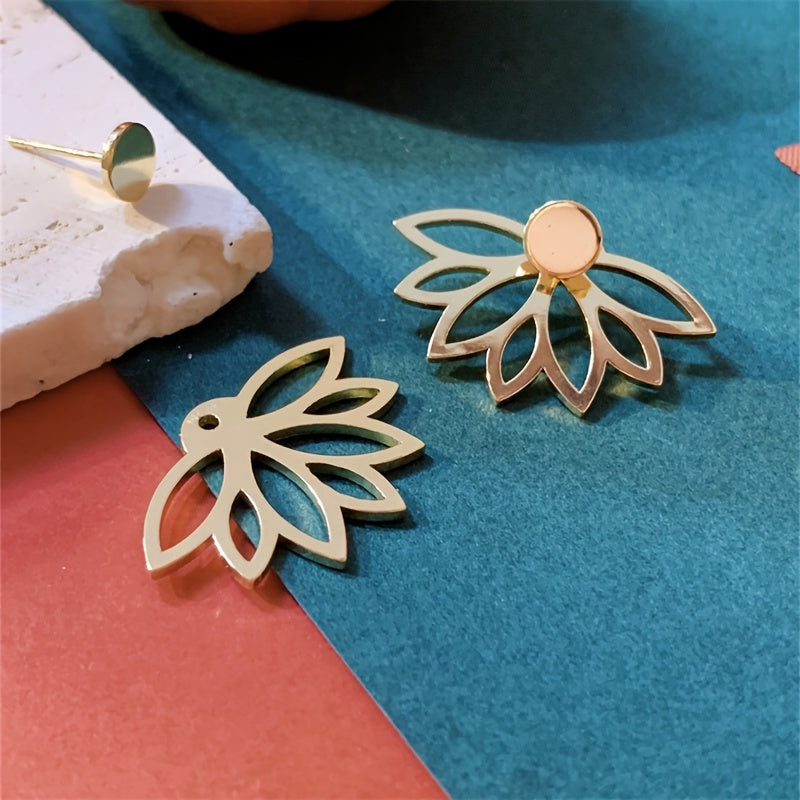 Женские серьги с золотистым тоном Lotus с застёжкой-карабином, украшенные цветами и сверкающими камнями