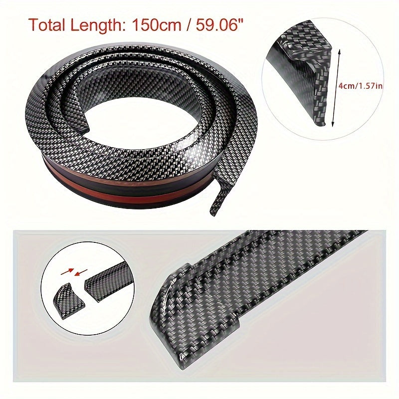 Universal karbon tolasi ko'rinishidagi orqa qanot spoiler, teshiksiz, yumshoq rezina avtomobil bezaklari