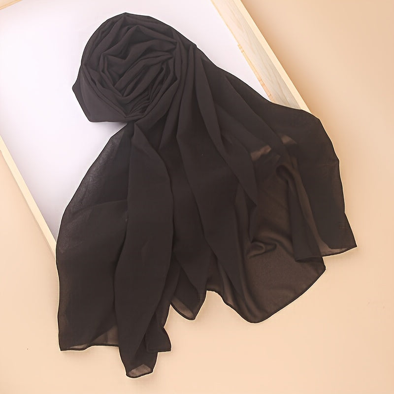 Ayollar uchun toza rangli chiffon hijab sharf, yumshoq, engil va ko‘p maqsadli bosh yopishqoq