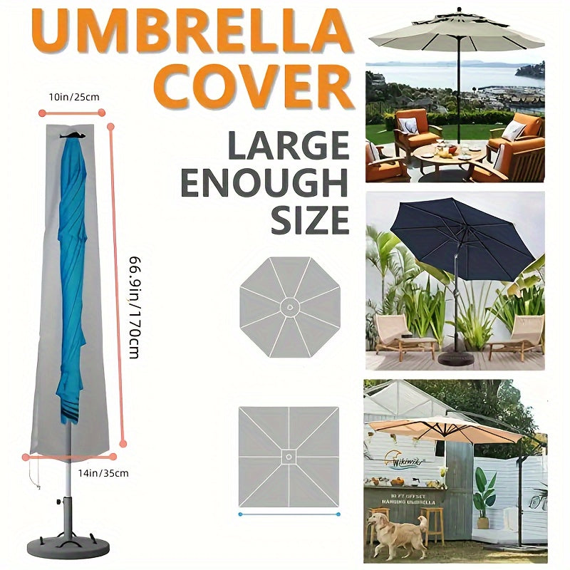 Outdoor Umbrella Cover Black Fabric Drawstring Closure for Gardens Patios Pergolas 6 Sizes