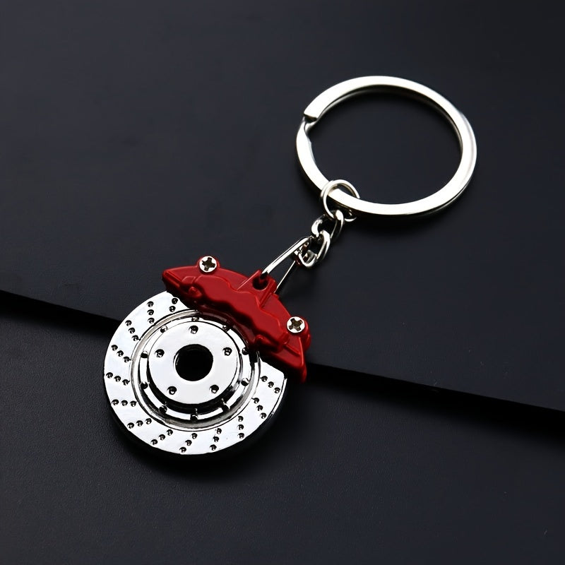 Rotating Zinc Alloy Brake Disc Keychain Car Accessory for Keys and Bags