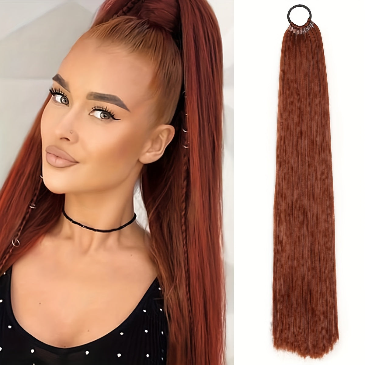 Women’s 66.04cm Straight Ponytail Extension Synthetic Hair Heat-Resistant Elastic Band