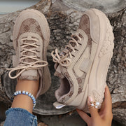 Zapatillas con plataforma de patrón floral para mujer, ligeras y cómodas para caminar