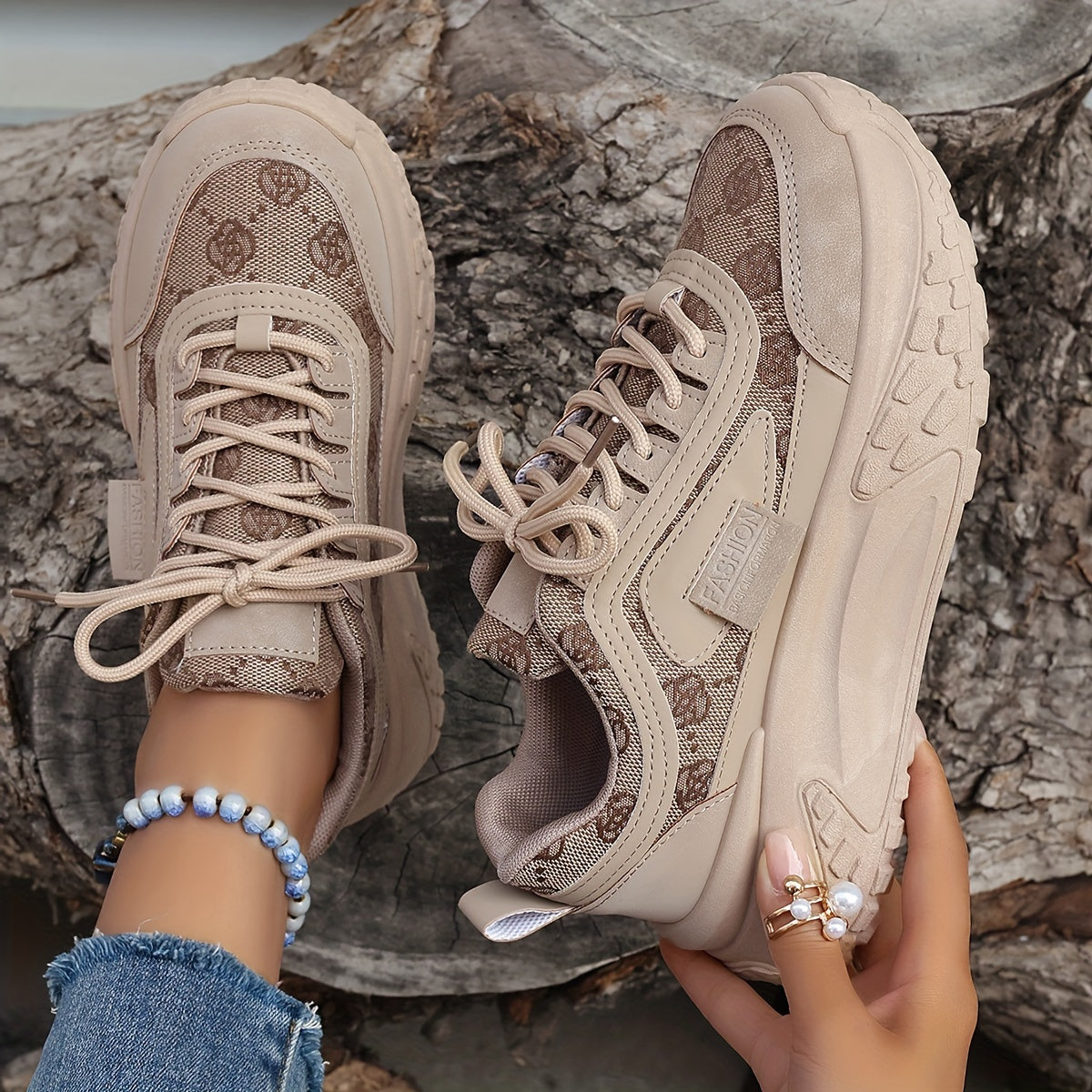 Zapatillas con plataforma de patrón floral para mujer, ligeras y cómodas para caminar