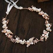 Women's Boho Rhinestone Flower Pearl Headband Wedding Hair Accessory