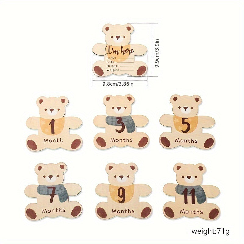 First Year Milestone Teddy Bear Photo Props Set for Birth Announcements and Celebrations