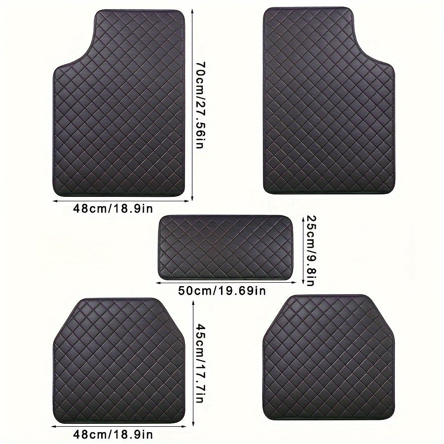 5-Piece PU Leather Car Floor Mats Waterproof All-Weather Non-Slip Foot Pads