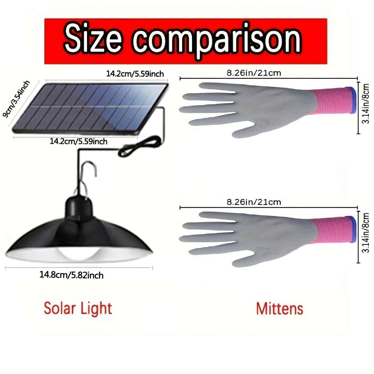 Solar Pendant Light Double-Head Chandelier Remote Control Indoor Outdoor Use