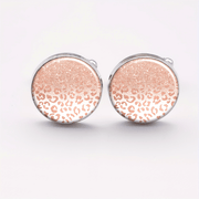 Set of 2 Unisex Metal Cufflinks Round Glitter Leopard Ombre Pattern Elegant Tuxedo Shirt Accessories