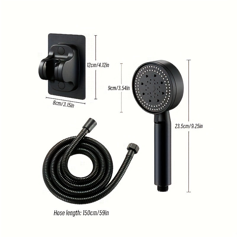 High-Pressure Water-Saving Shower Head with Adjustable Bracket and Flexible Hose
