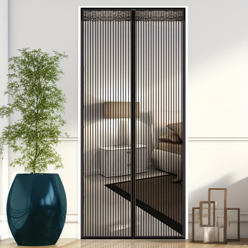 Avtomatik yopiladigan tarmoq bilan qora chiziqli magnit ekran eshigi, mo'loqdan himoya qilish uchun