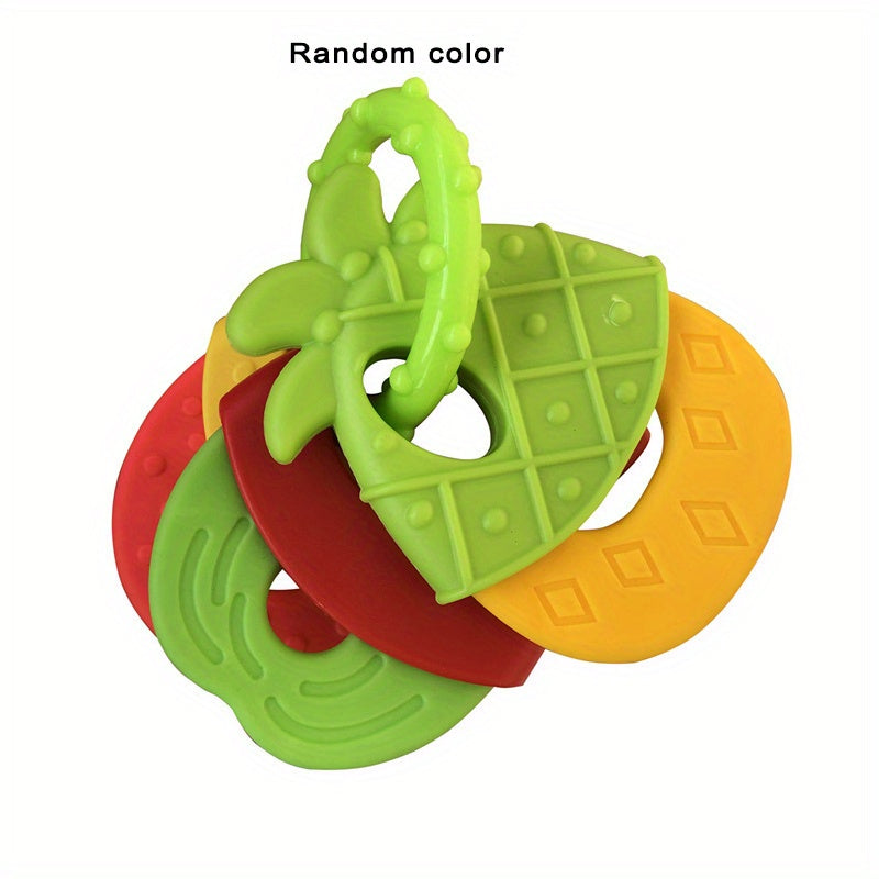 Silicone Teething Toys Set for Infants 0+ Includes Freezer Teether Keys and Fruit Shapes in Red