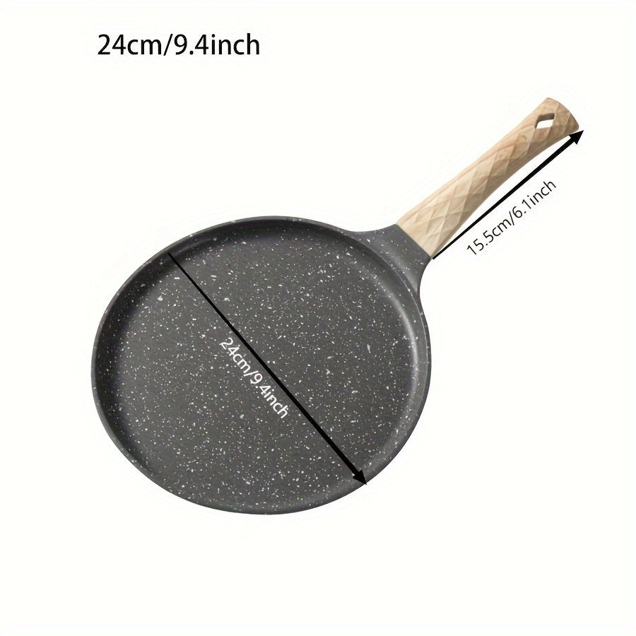 10-Inch Nonstick Crepe Pan with Swiss Granite Coating Aluminum Pancake Skillet Stay-Cool Handle Induction Compatible