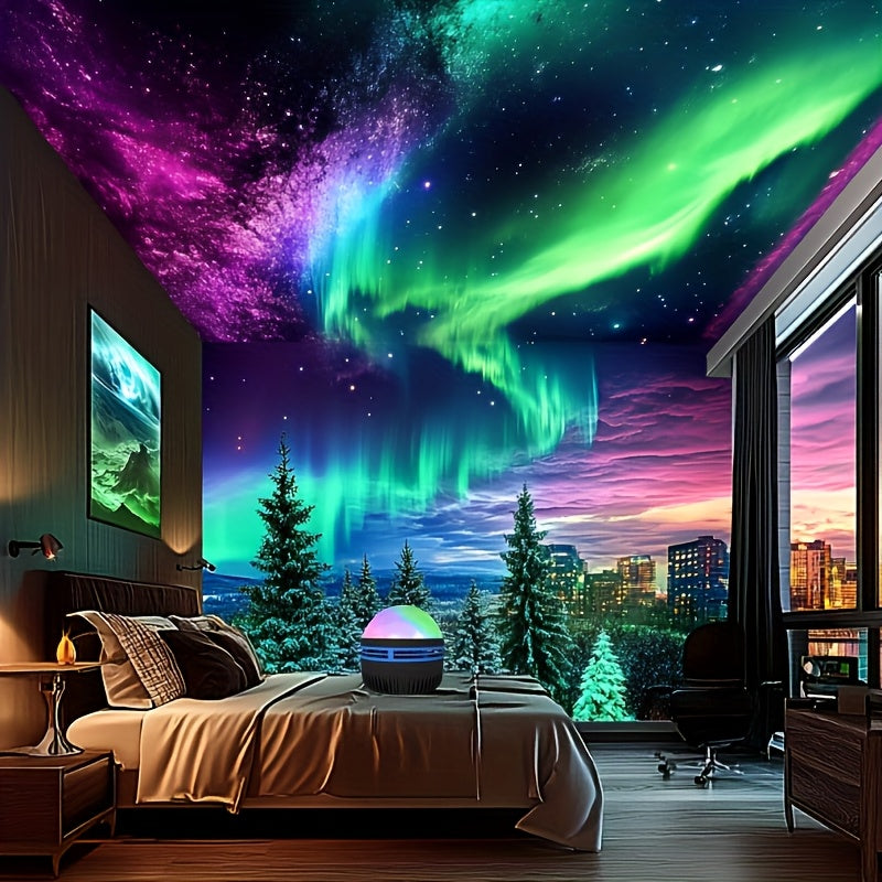 Northern Lights Projection Night Light Black Plastic Bedroom Decor for Ages 14+