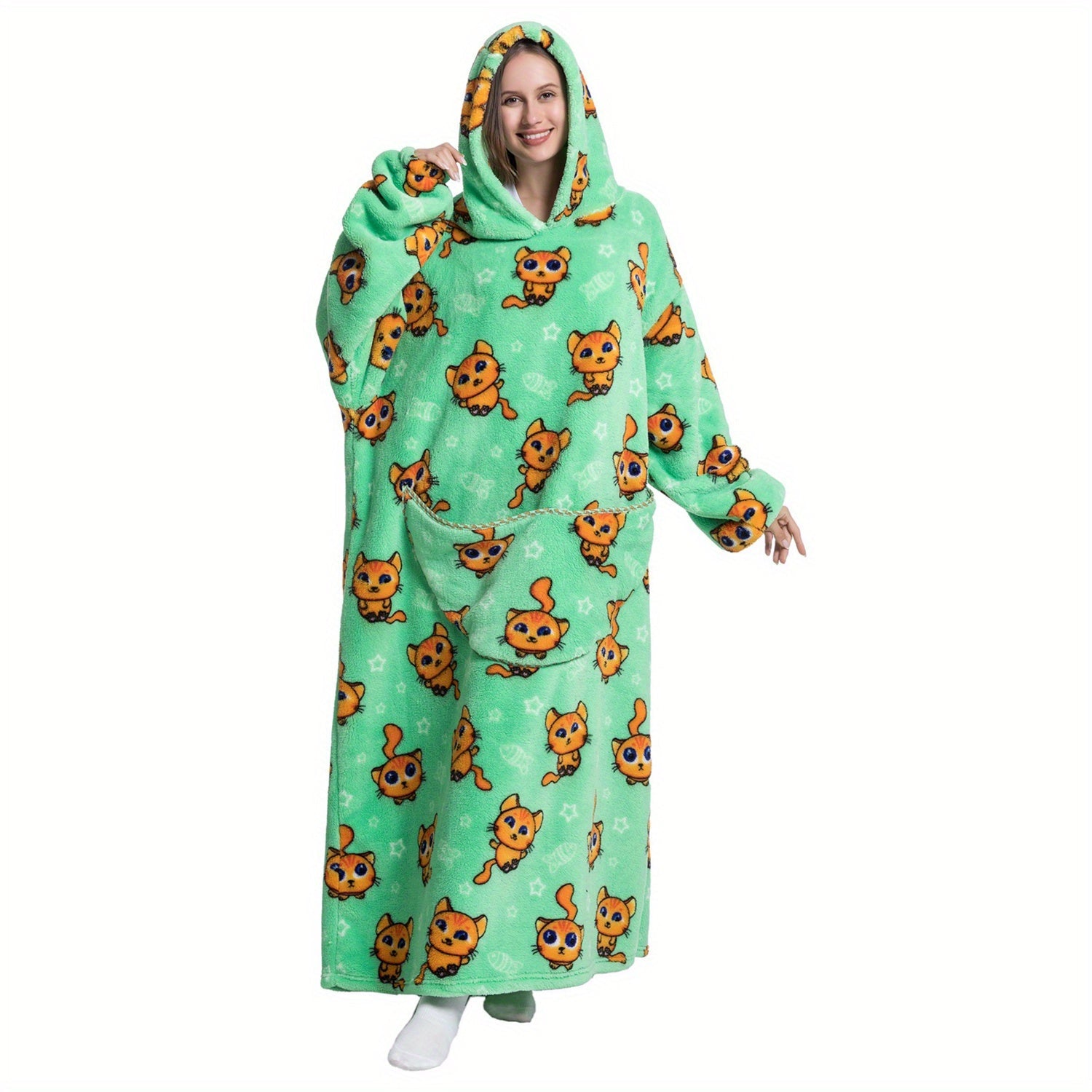 Oversized Hoodie Blanket for Women and Men Warm Fluffy Hooded Sweatshirt