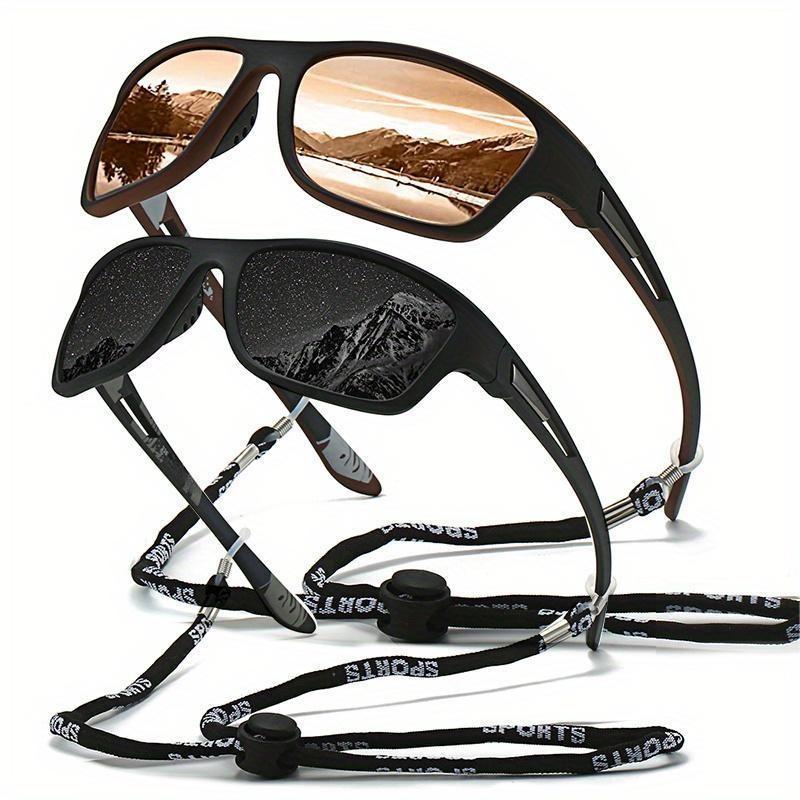 Retro Polarized Sunglasses with Strap for Men and Women for Outdoor Activities Sports Travel Driving Fishing Cycling