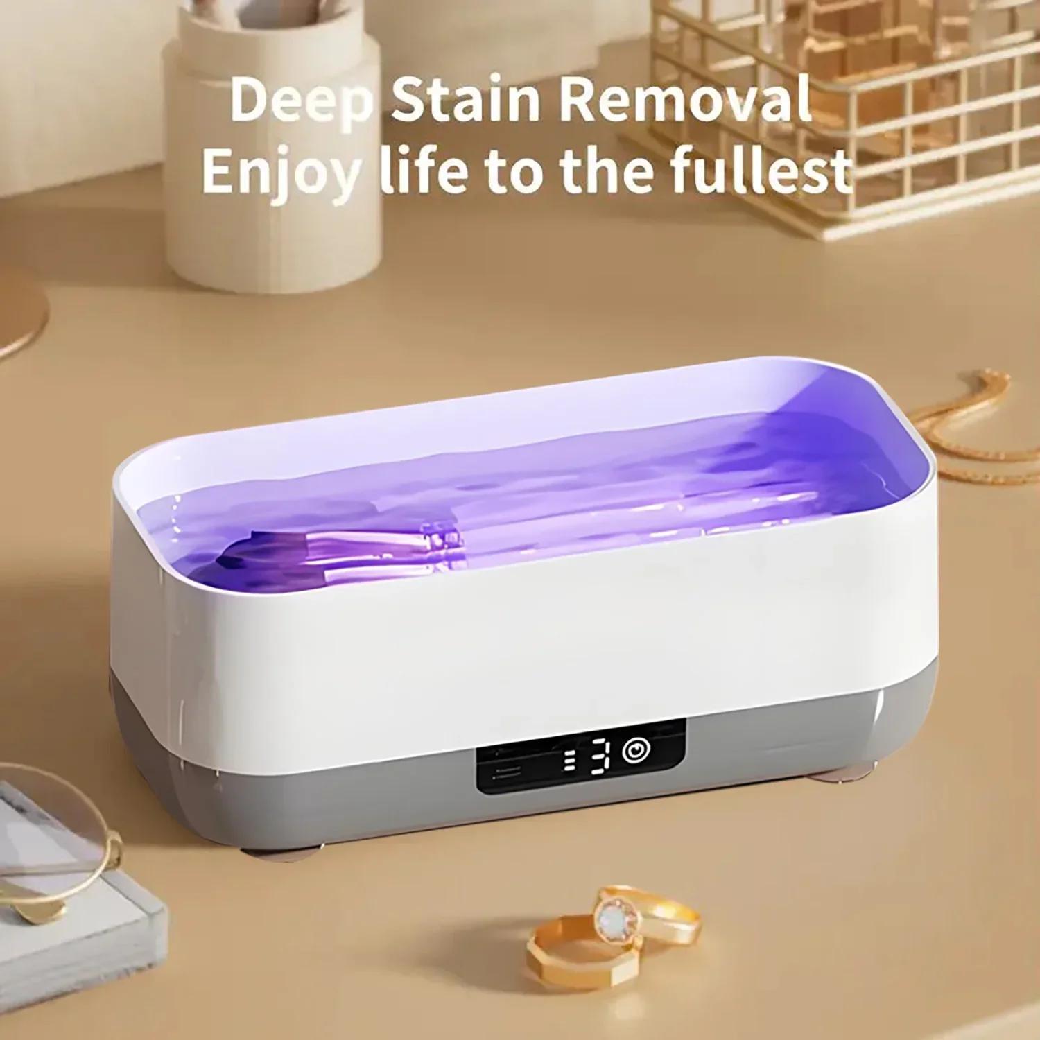 USB Rechargeable Portable Cleaner for Glasses Jewelry Dentures with High-Frequency Vibration