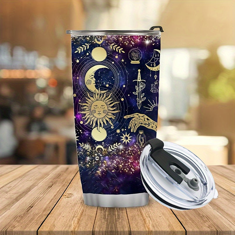 20oz Stainless Steel Tumbler with Stars and Moon Design for Travel and Office