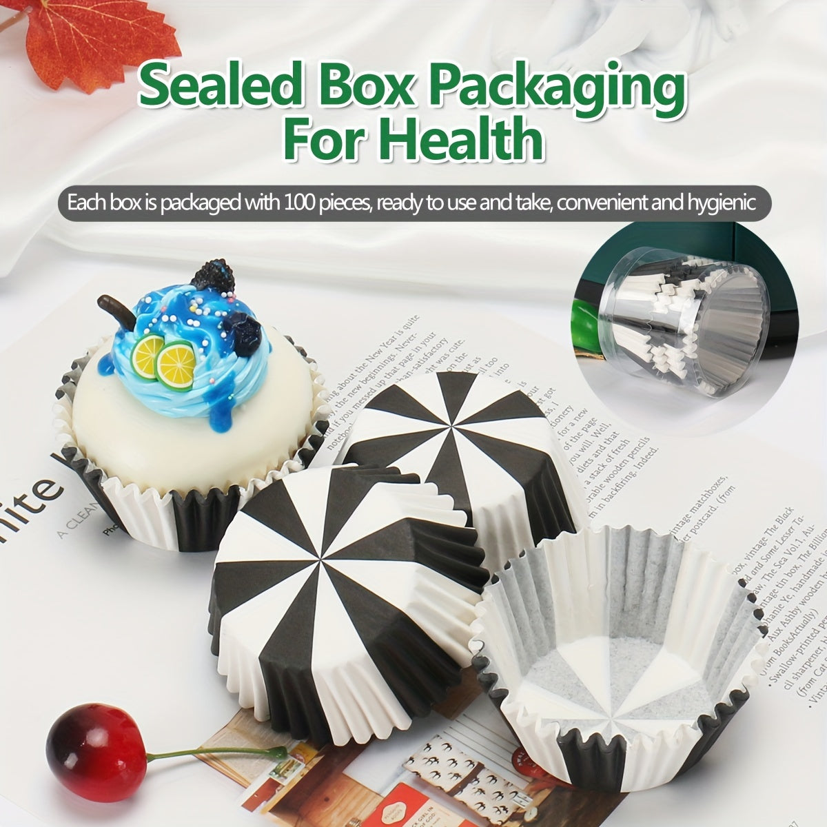 Set of 100 Black and White Disposable Muffin Cups Paper Cupcake Liners Baking Molds