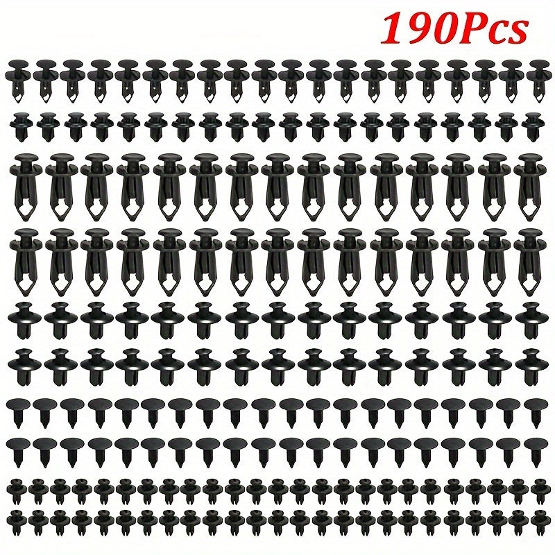 190 Pcs Auto Fastener Clips ABS Plastic Rivet Set for Car Bumpers and Mud Flaps
