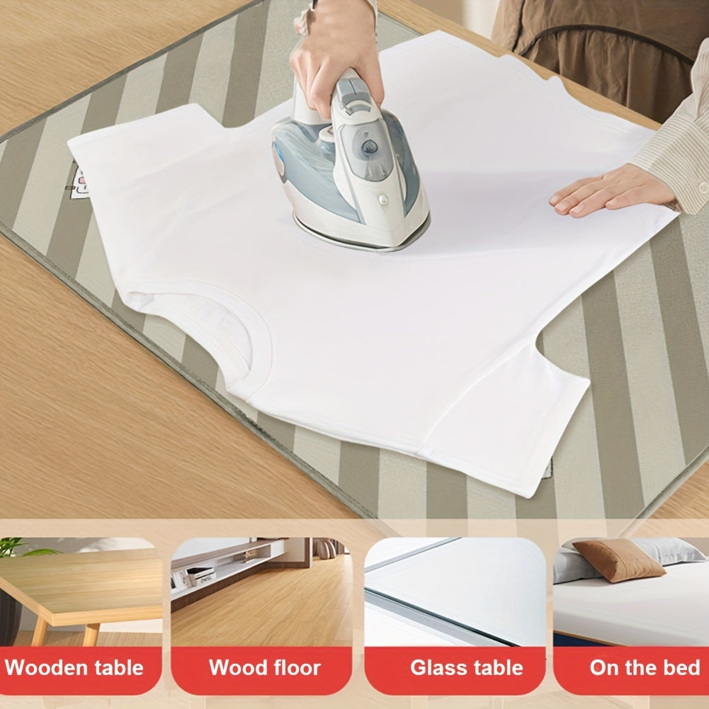 1 dona qo'shimcha katta, qalin portativ dazmol matosi, issiqlikka chidamli. Ushbu egiluvchan dazmol padini sayohat, biznes va uyda foydalanish uchun ideal. Elektr energiyasi talab qilinmaydi.