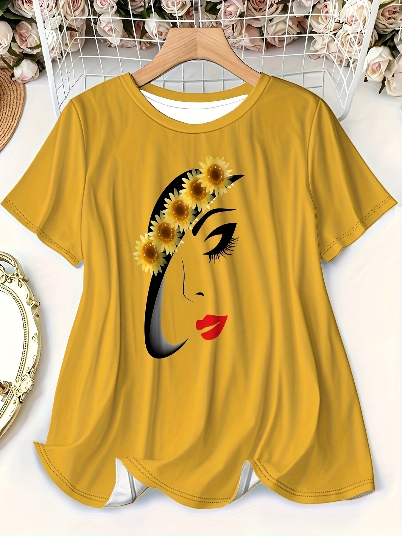 Women's Plus Size Short Sleeve T-Shirt With 3D Cartoon Print