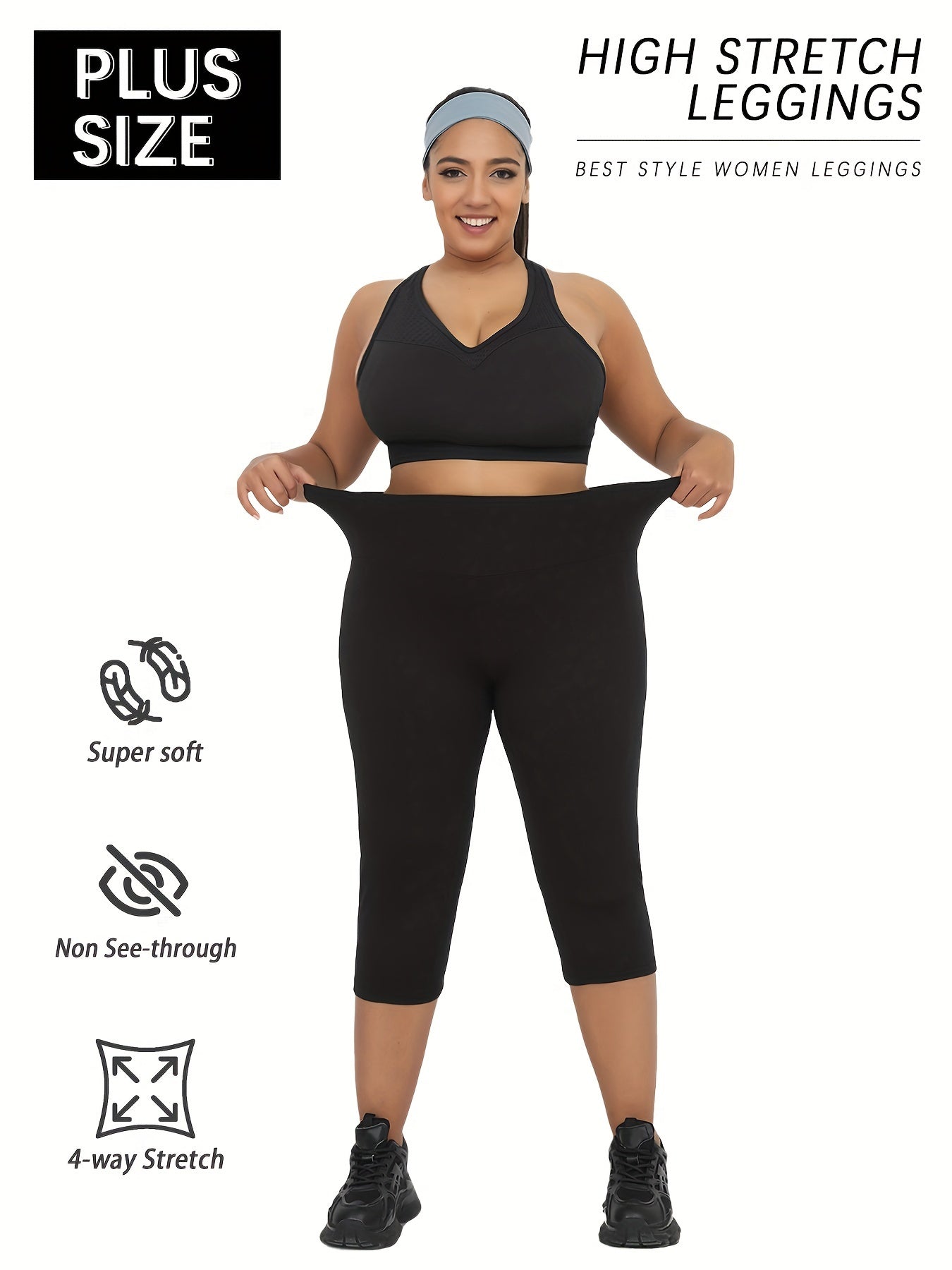Plus Size High Waisted Soft Capri Leggings for Yoga and Running