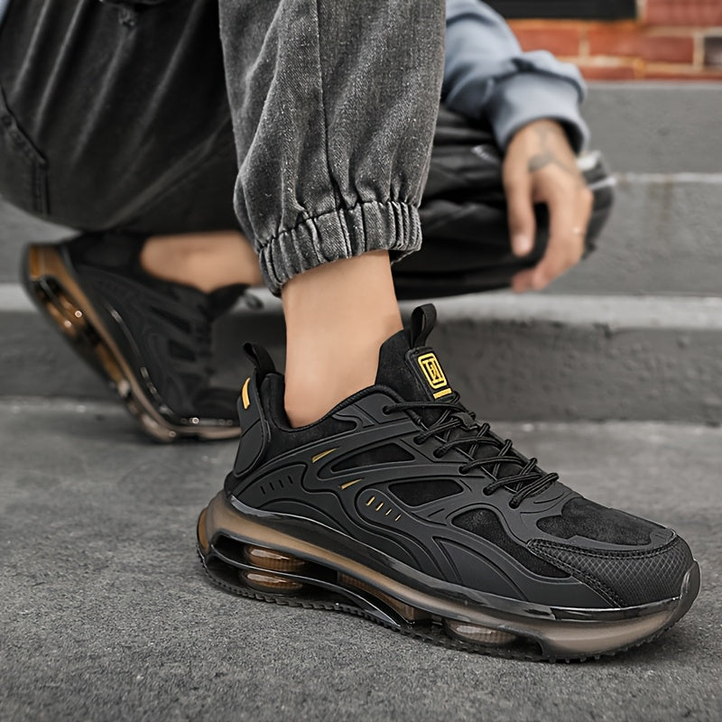 Men's Breathable Knit Athletic Sneakers with Air Cushion Non-Slip Sole for Outdoor and Casual Wear