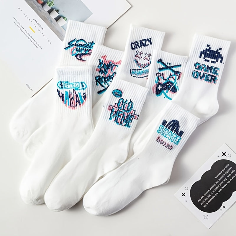 8 juft rang-barang geometrik naqshli jamoa paypoq polyester spandex uchun skeletli sport, basketbol