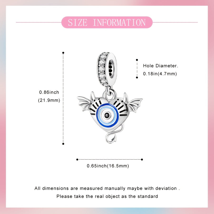 Silver-Plated Devil Pendant with Blue Eyes for Jewelry Making and Gifts