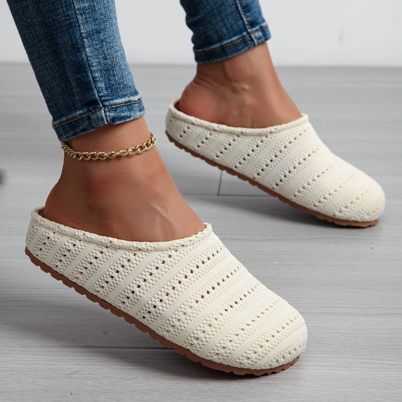 Women's Knit Slip-On Mules Summer Breathable Bohemian Large Size Shoes