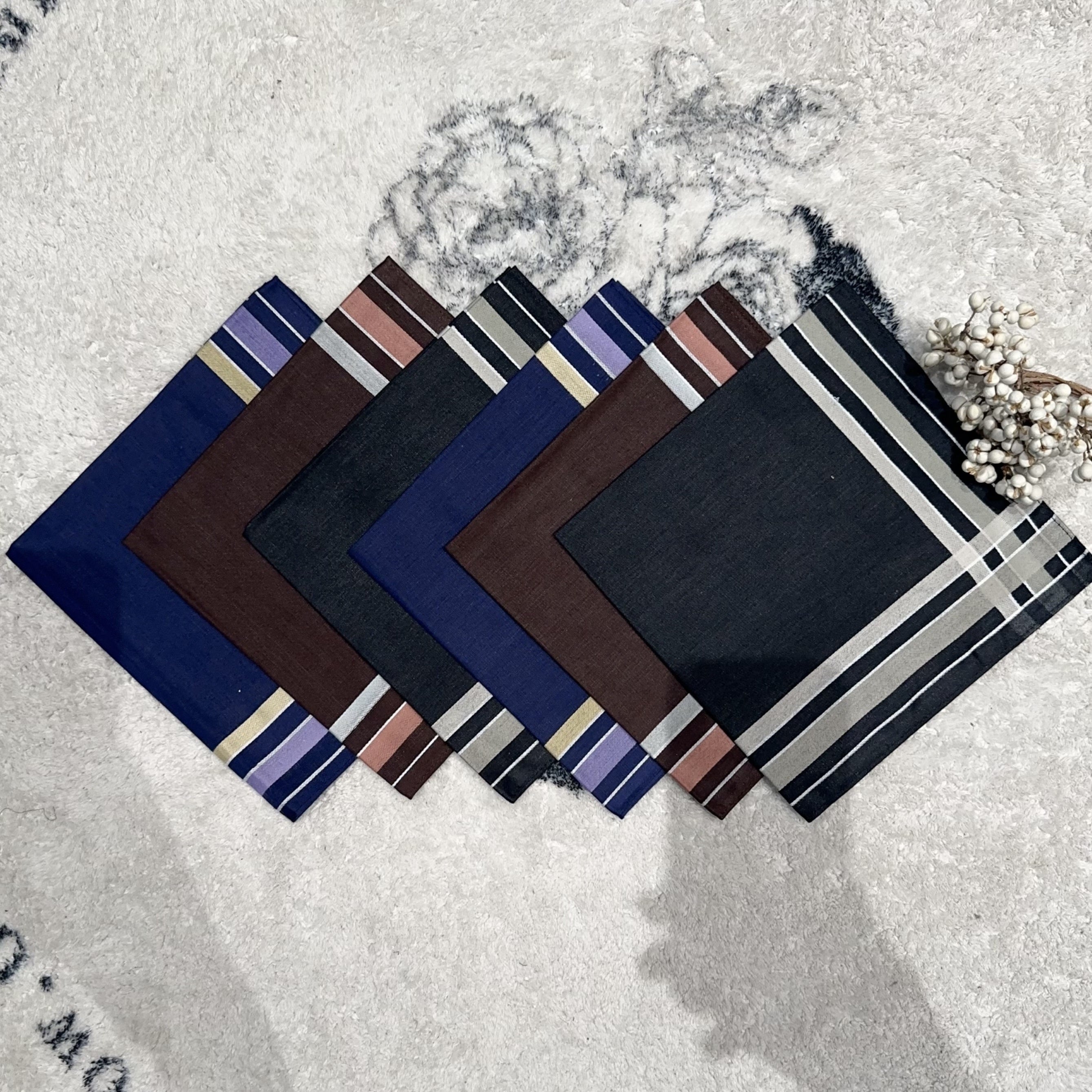 Juego de 12 pañuelos de tela oscuros para hombres, para bolsillos de traje y toallitas para el sudor