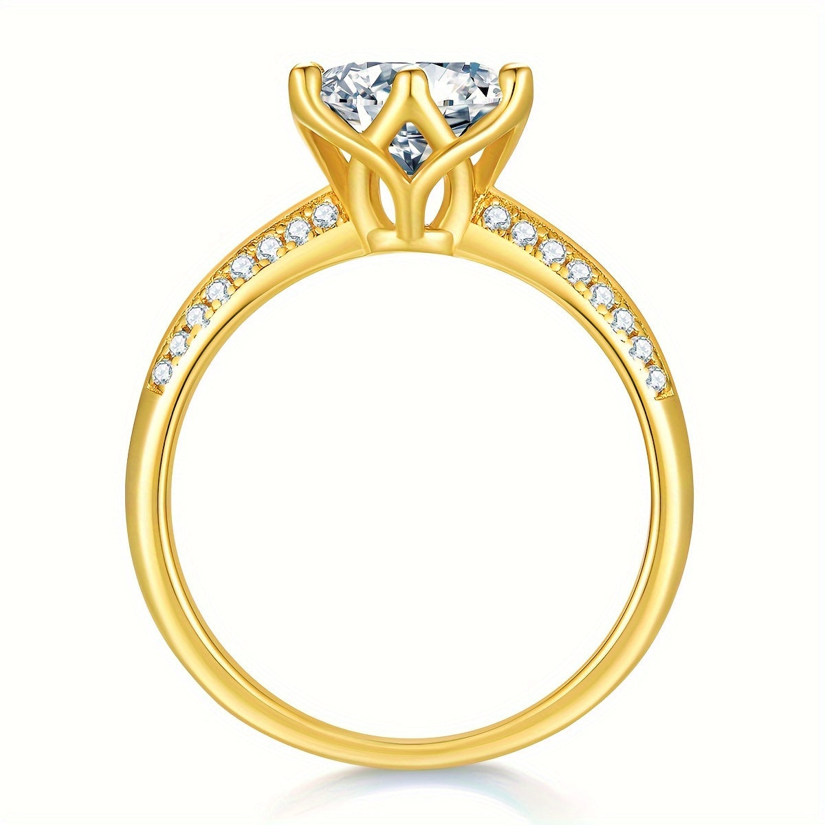 S925 Silver Half Wall Engagement Ring 18K Gold Plated Valentine's Day Gift