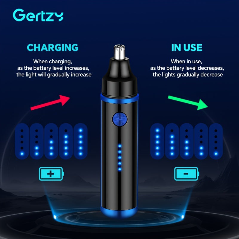 GERTZY USB перезаряжаемая триммер для носа с закругленной ножевой головкой, бережный к коже для мужчин и женщин. Подходит для ушей, бровей и лицевых волос. Материал ABS с литиевым аккумулятором 500mAh.