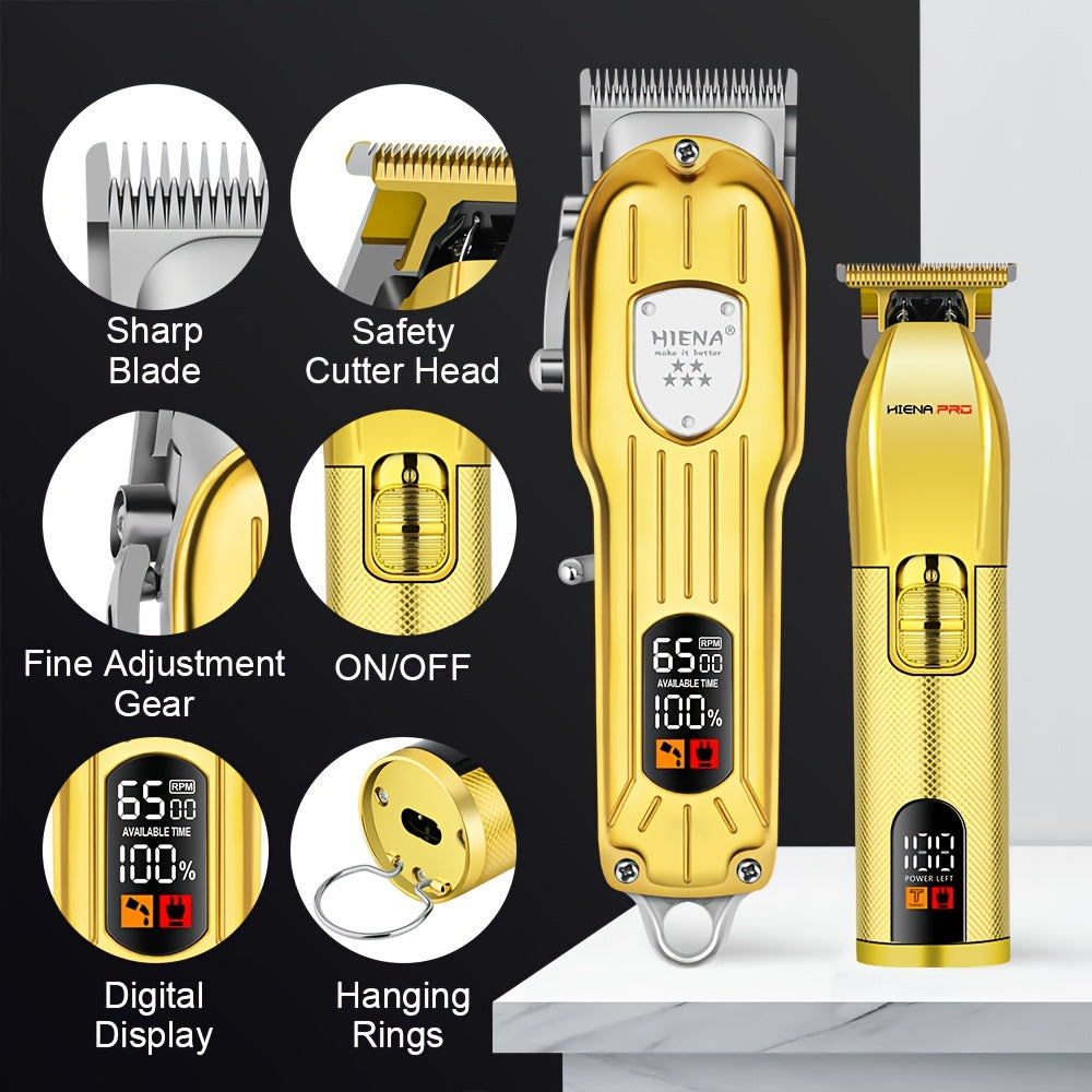 Set de recortadora de pelo y barba profesional, recargable por USB, batería de litio, kit de cuidado para hombres, regalo de aseo