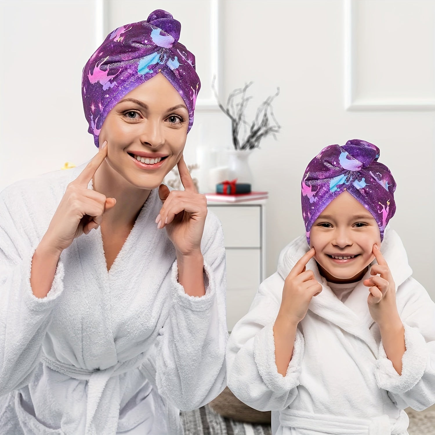 Bolalar uchun tugmachali mikrofiber multfilm soch to'plami, tez quriydigan qopqoq, ayollar va qizlar uchun so'riluvchi sochiq.