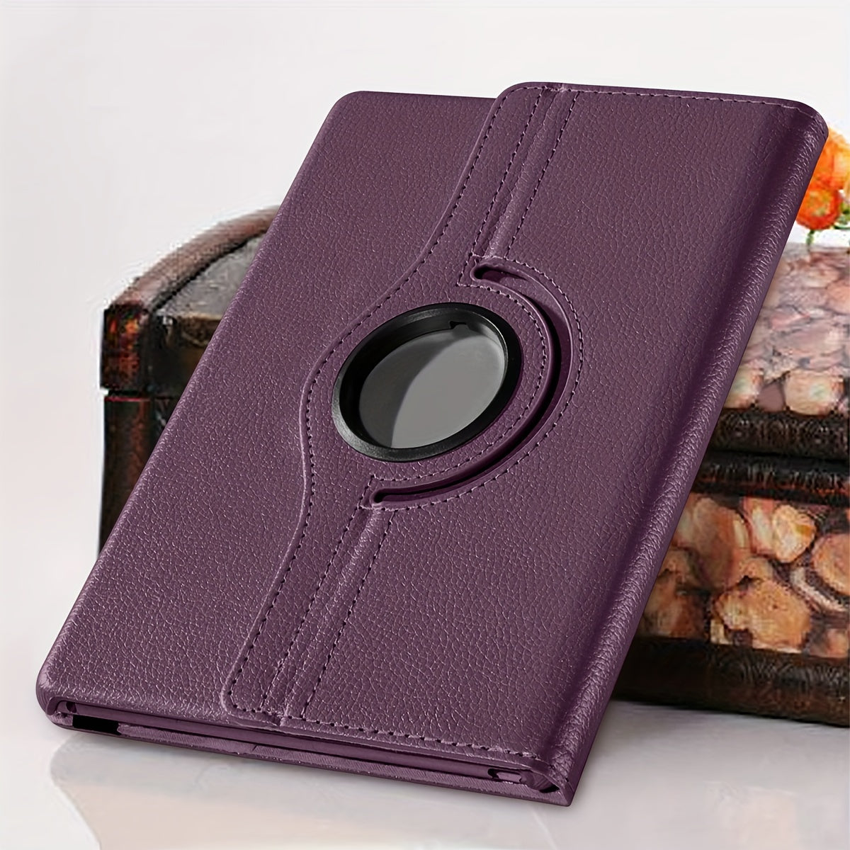 360° Rotating Lychee Pattern Tablet Case for iPad 10.2-inch 7th/8th/9th Gen Anti-Slip Magnetic Sleep Wake Multi-Angle Stand Lightweight Durable TPU